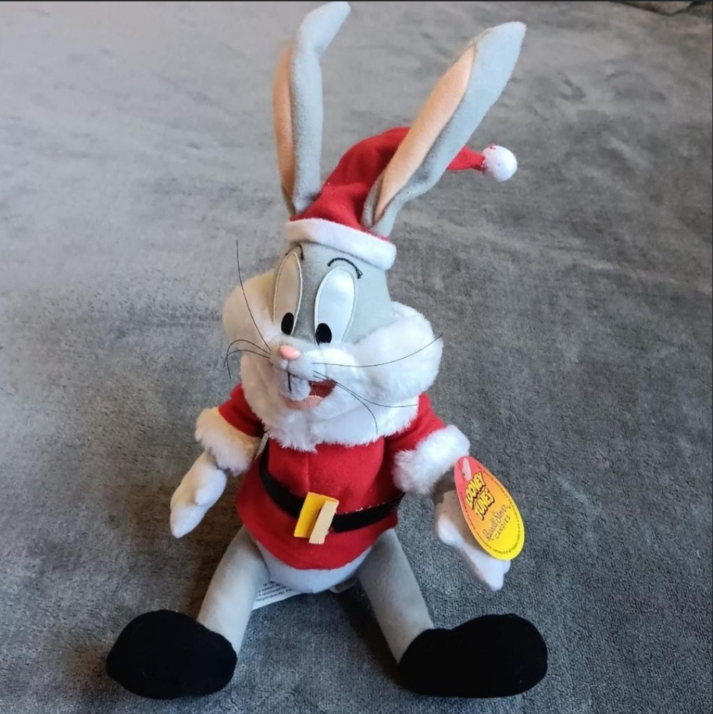 1997 Bugs Bunny Santa Vintage Russell Stover 90s Bunny Plush Warner Bros Toy